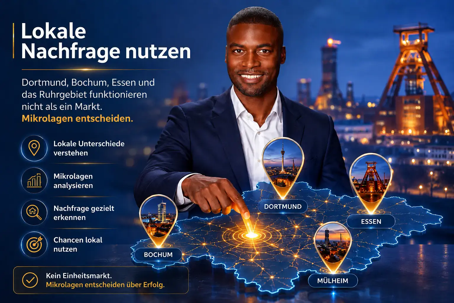 Verki Formusoh zeigt lokale Nachfrage auf der Ruhrgebiet-Karte für den Immobilienverkauf mit HRT Immobilien